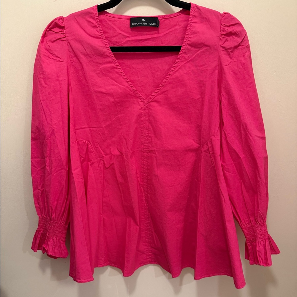 Pomander Place Pink Flutter Sleeve Blouse